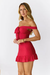 Tides Of Love Off Shoulder Mini Dress Red