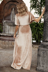Meghan Velvet Wrap Maxi Dress | Champagne