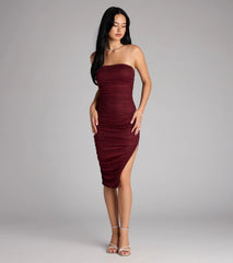 Shimmering Allure Glitter Tube Midi Dress