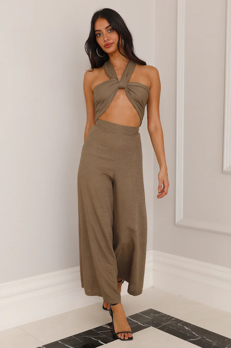 Wrapped In Love Crop Top Khaki