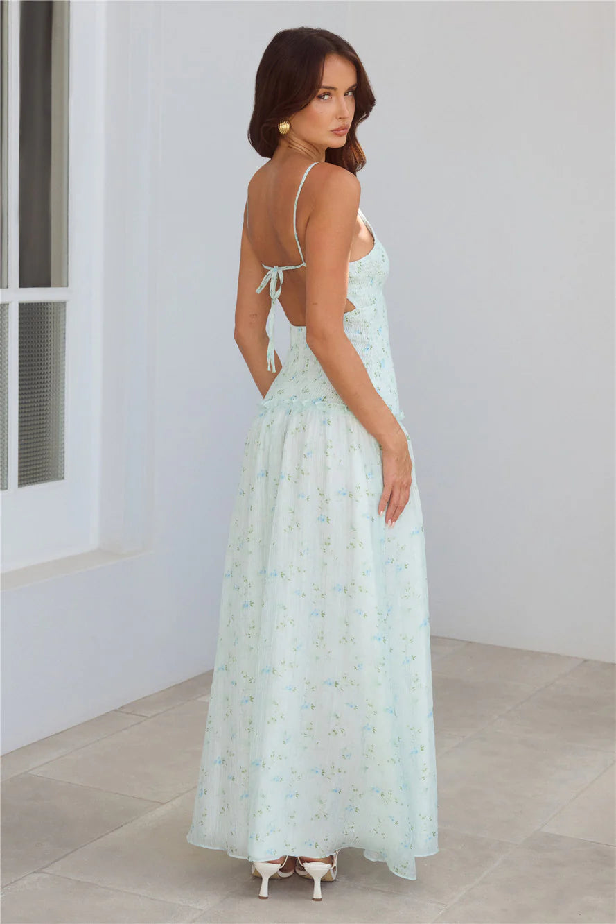 Among the Flowers Maxi Dress Blue