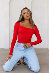 BASE Wear Now Ribbed Long Sleeve Top Red