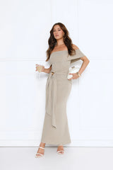 Contemporary Vibe Off Shoulder Maxi Dress Sage