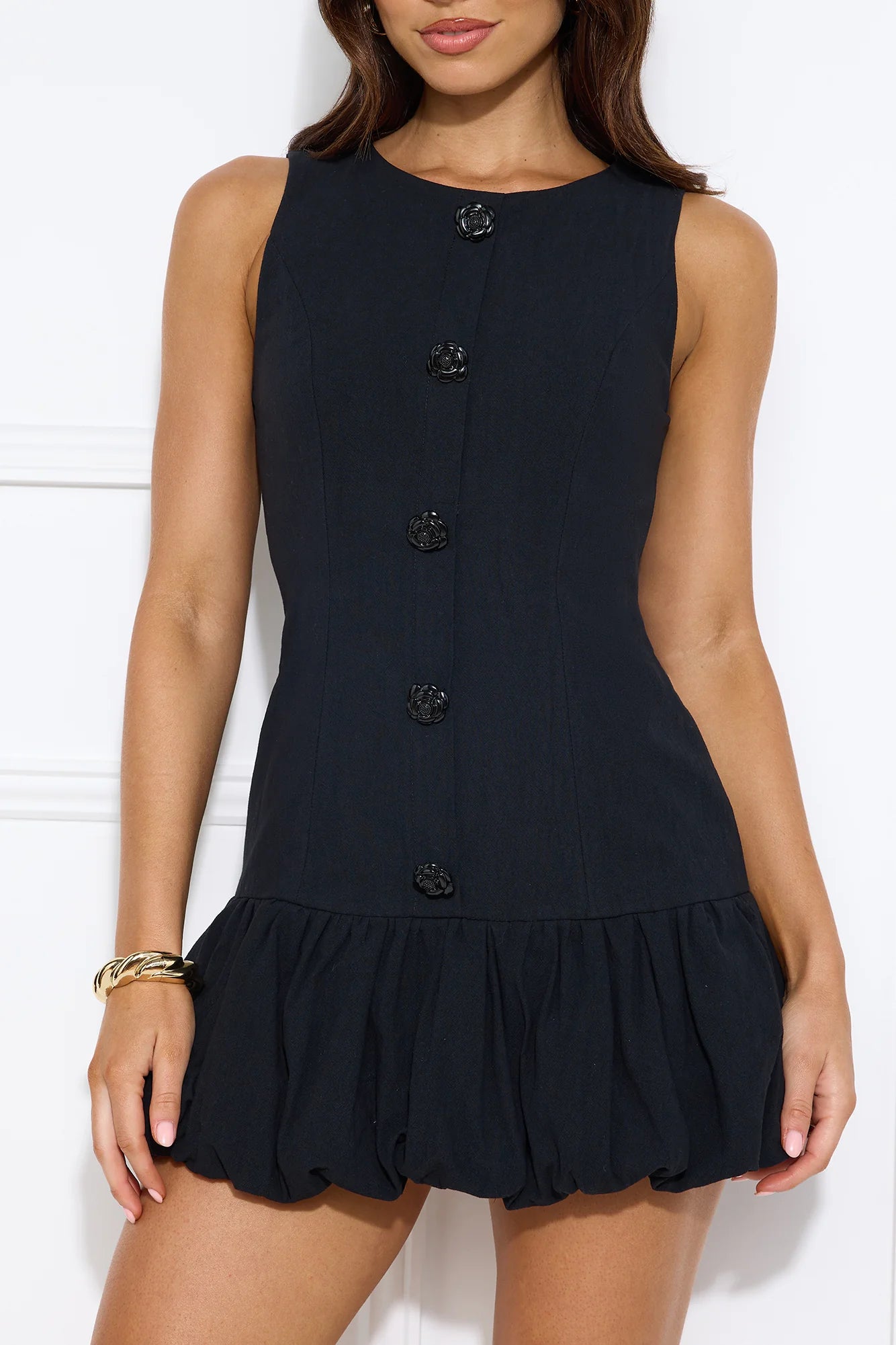 Crystal Lights Bubble Mini Dress Black