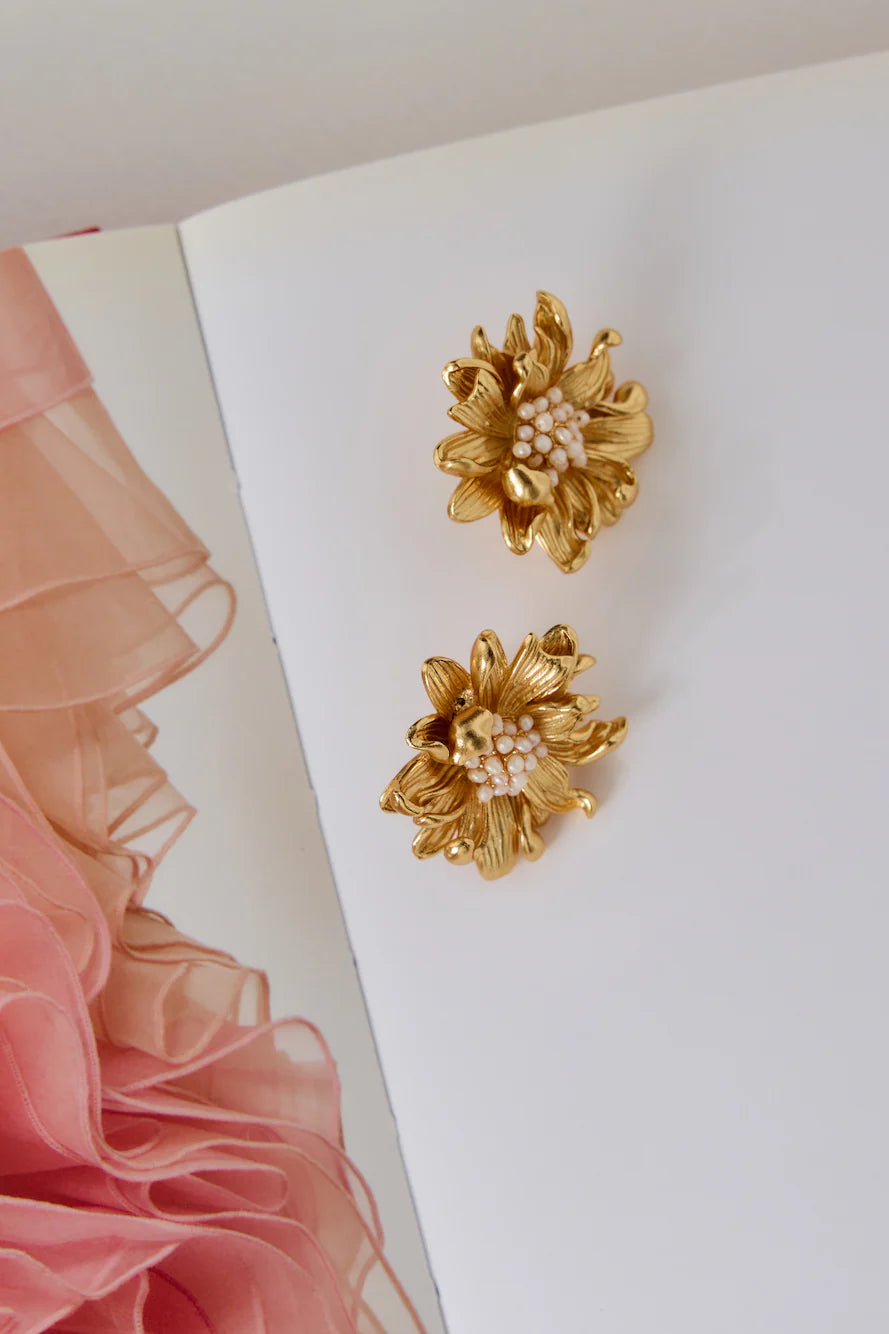 18k Gold Plated Fleur Earrings Gold