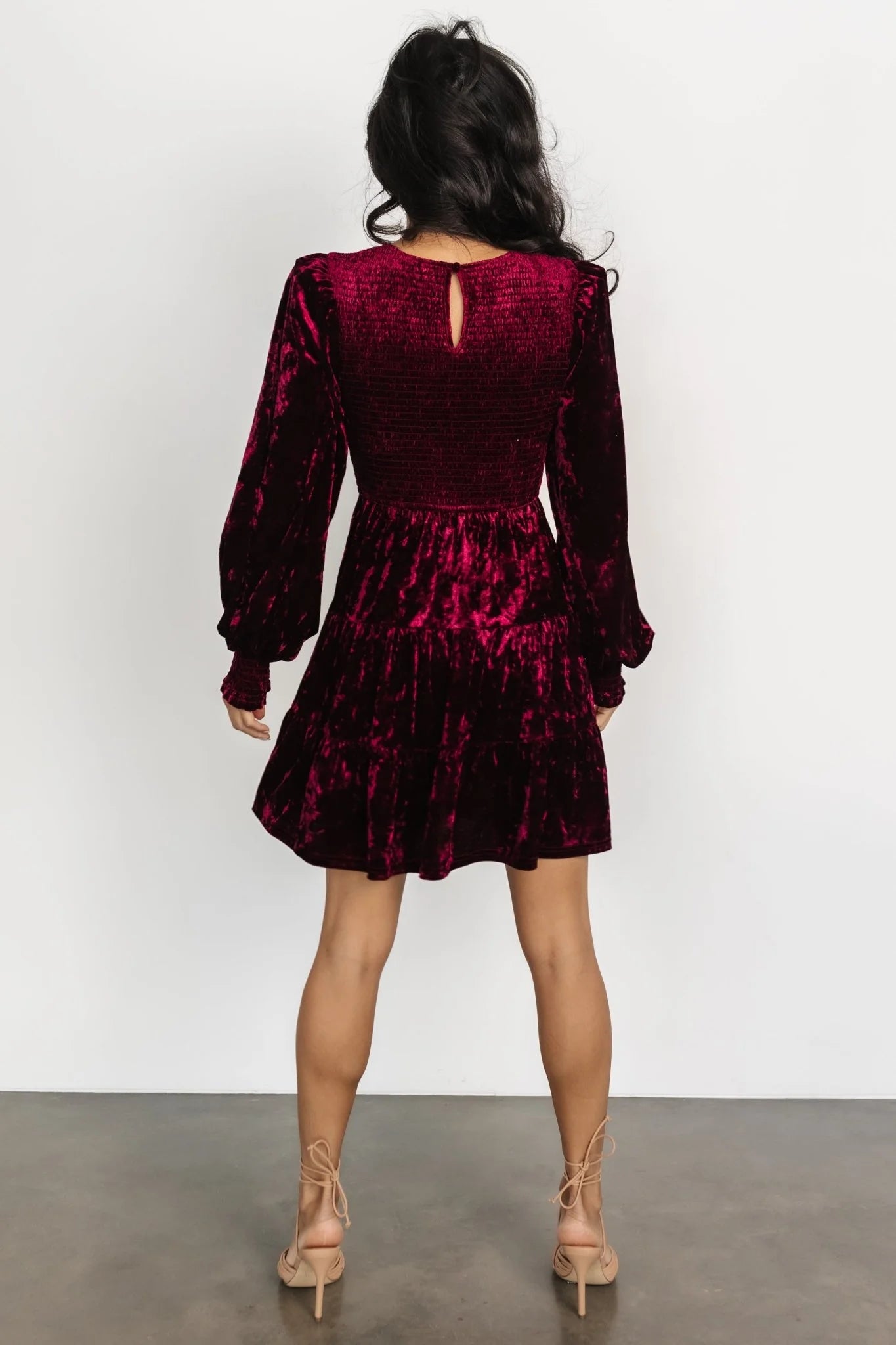 Kele Crushed Velvet Mini Dress | Deep Berry