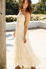 Beauty Retreat Halter Maxi Dress Beige