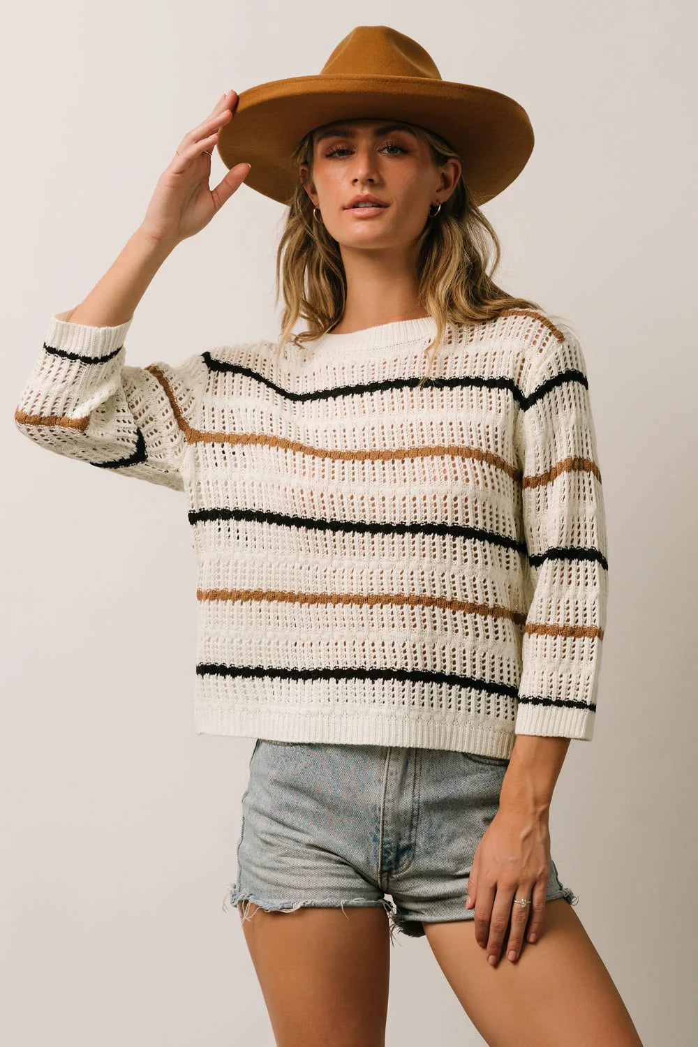Sundance Knit Sweater Top | Ivory Multi Stripe