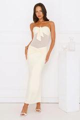 Cherry Glaze Strapless Maxi Dress Yellow