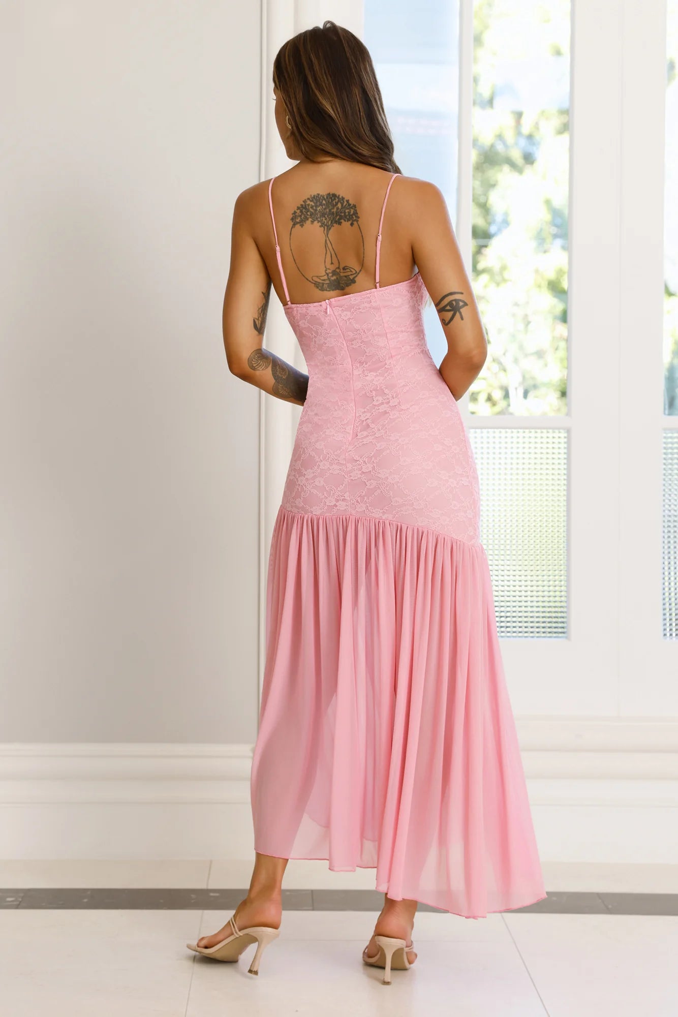 Cover Story Lace Maxi Dress Pink