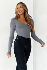 BASE  Second Skin Long Sleeve Bodysuit Charcoal