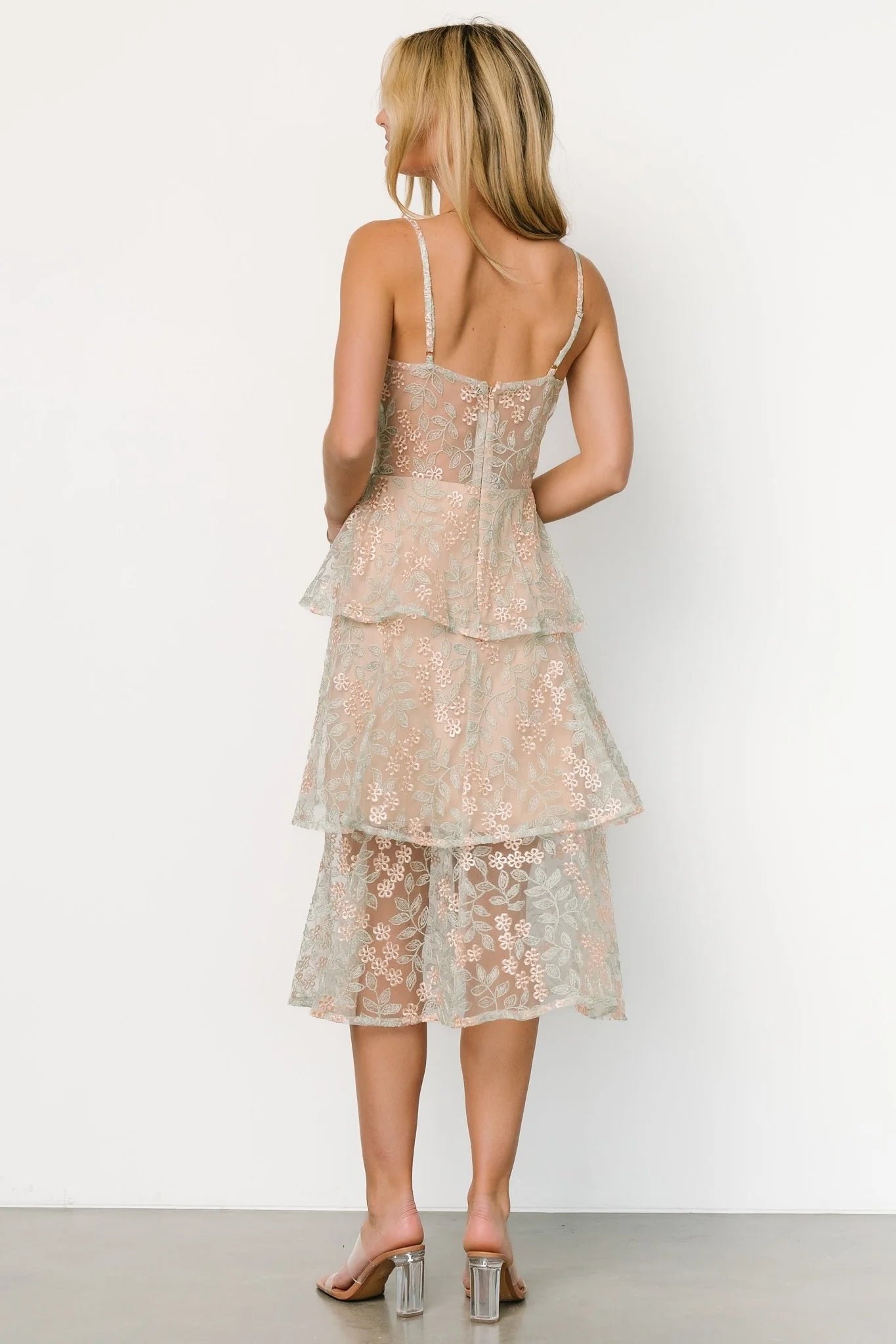 Georgiana Embroidered Midi Dress | Sage