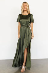 Agnes Satin Maxi Dress | Juniper Green