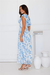 Botanical Reverie Maxi Dress Blue