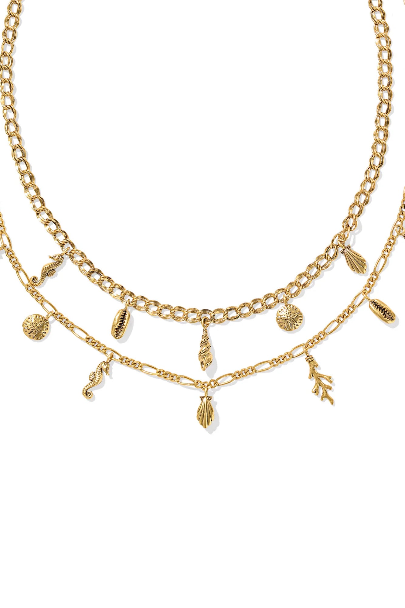 Alexa Vintage Gold Multi Strand Necklace White Crystal