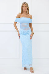 Dewy Delight Lace Maxi Dress Blue