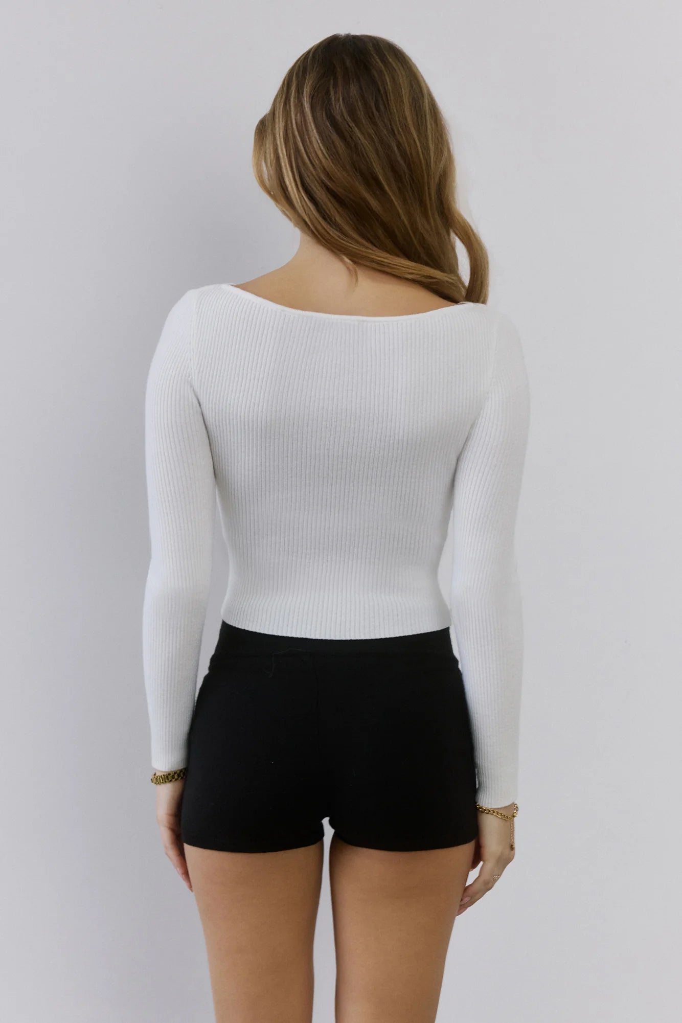 Frosted Nights Ribbed Long Sleeve Top White