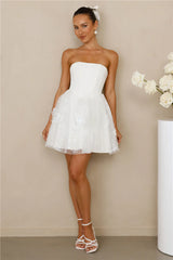 Crowned Aesthetic Strapless Mini Dress White