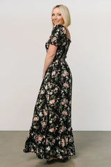 Capri Smocked Maxi Dress | Black Garden Floral