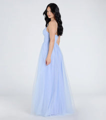 Kim Corset Slit A-Line Tulle Formal Dress