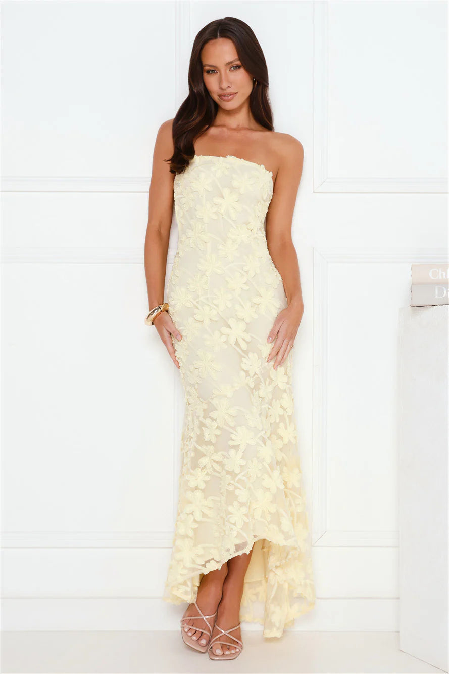 Urban Petal Strapless Maxi Dress Yellow
