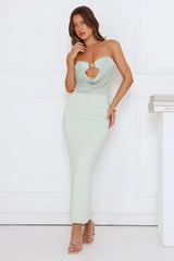 Escape Plan Strapless Maxi Dress Sage