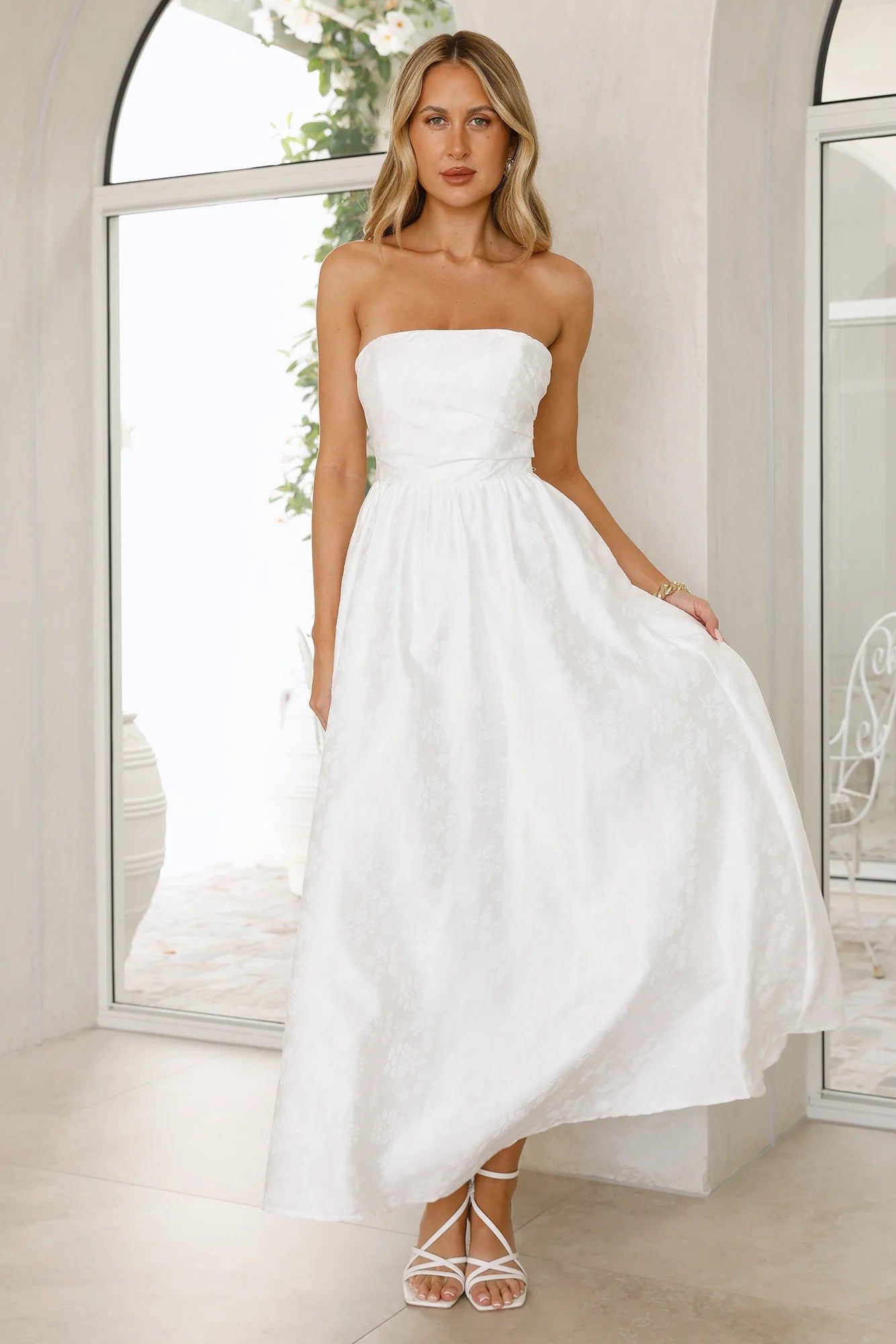 Dancing In Magic Strapless Maxi Dress White
