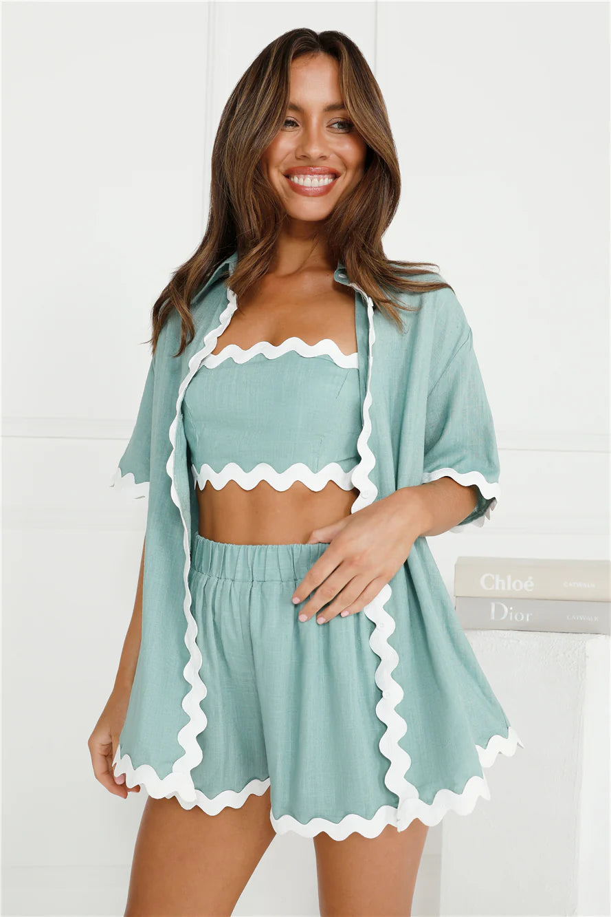 Gorgeous Ivy Linen Blend Shorts Sage