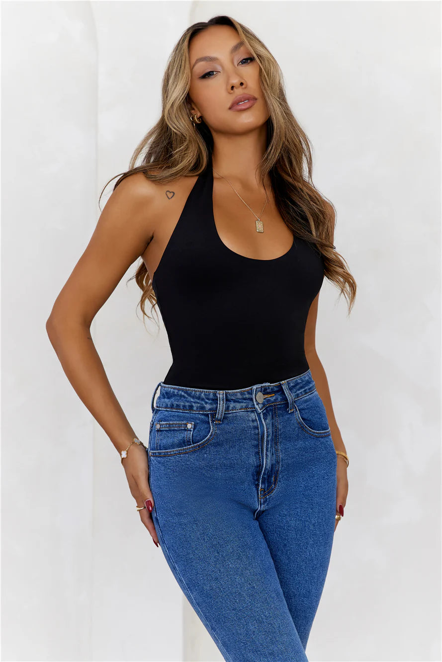 BASE Contour Going Viral Halter Top Black
