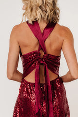 Khai Sequin Maxi Dress | Burgundy