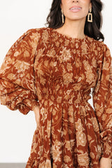 Shaelyn Short Dress | Deep Copper Foral