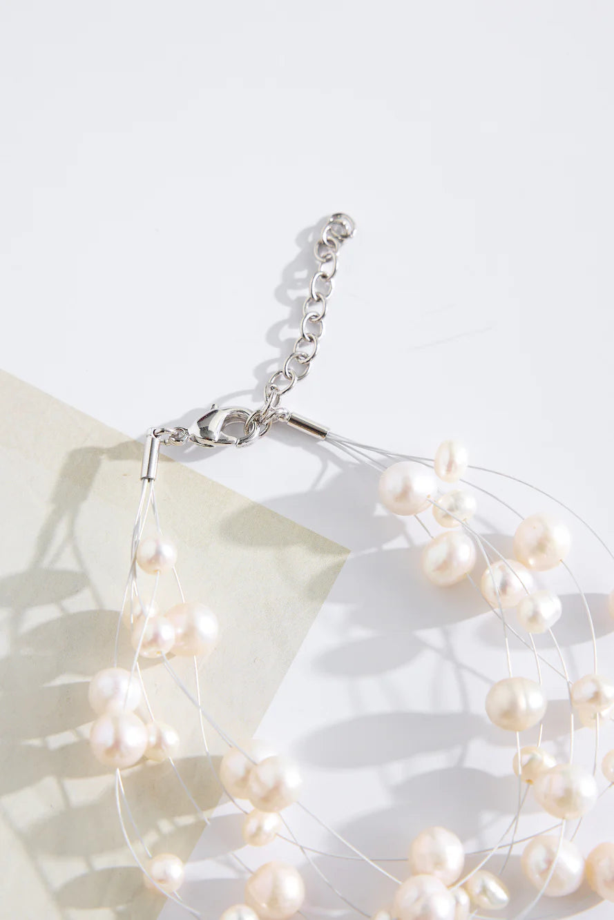 925 Silver Piper Freshwater Pearl Bracelet Silver