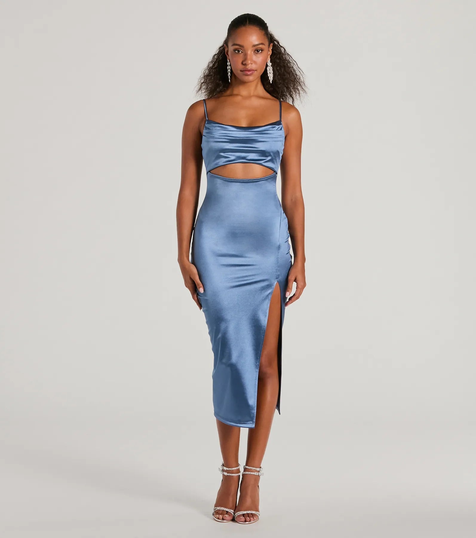 Seona Formal Satin Midi Dress