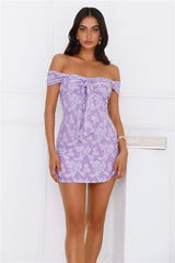 Galactic Off Shoulder Mini Dress Purple