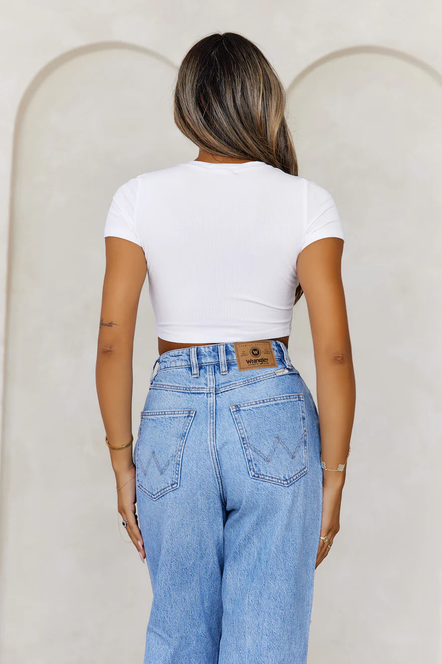 BASE The Baby Tee Ribbed Crop Top White