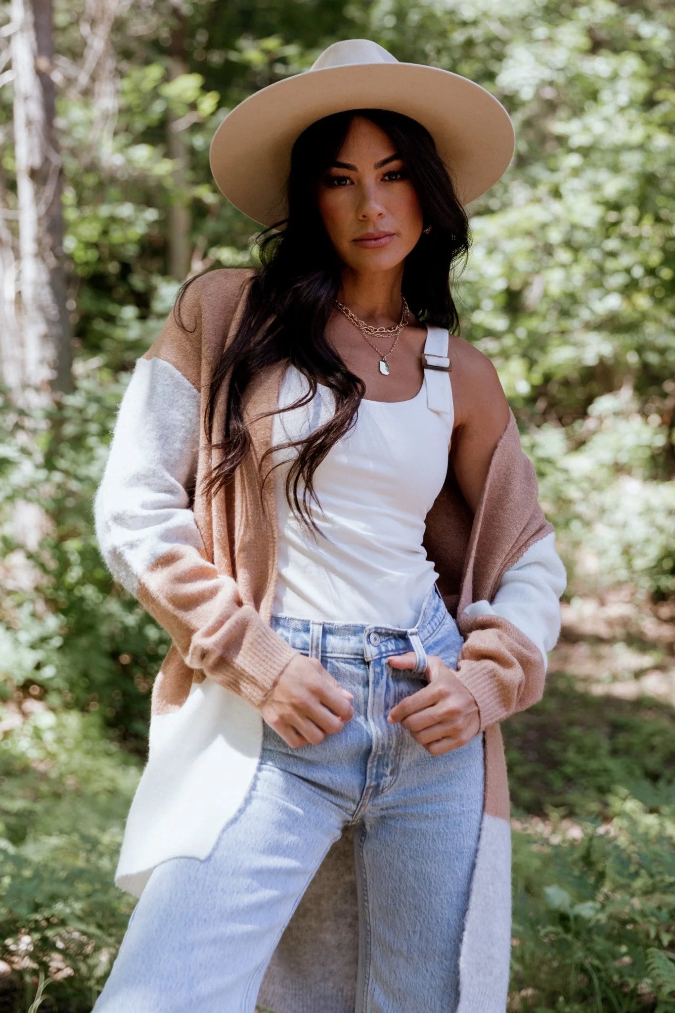 Pierson Color Block Cardigan | Camel