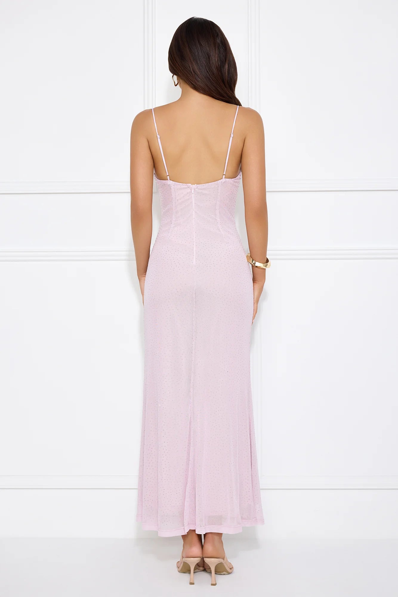 Elevated Status Embellished Mesh Maxi Dress Lilac
