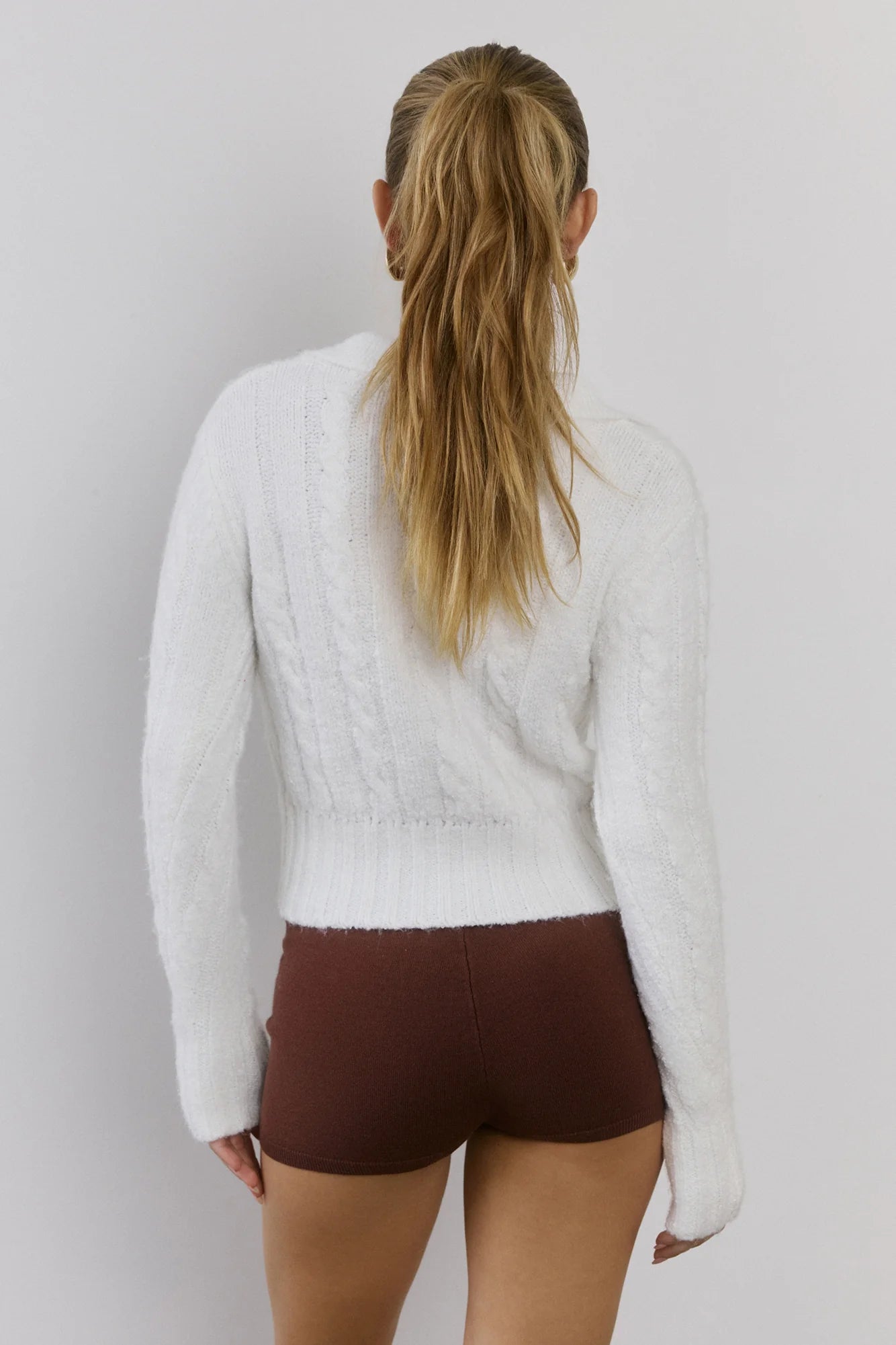 Winter Love Story Cable Knit Cardigan White