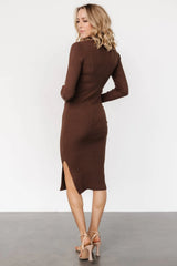 Knightsbridge Ribbed Sweater Midi Dress | Brown