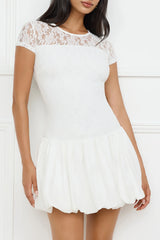 Downtown Diva Lace Bubble Mini Dress White