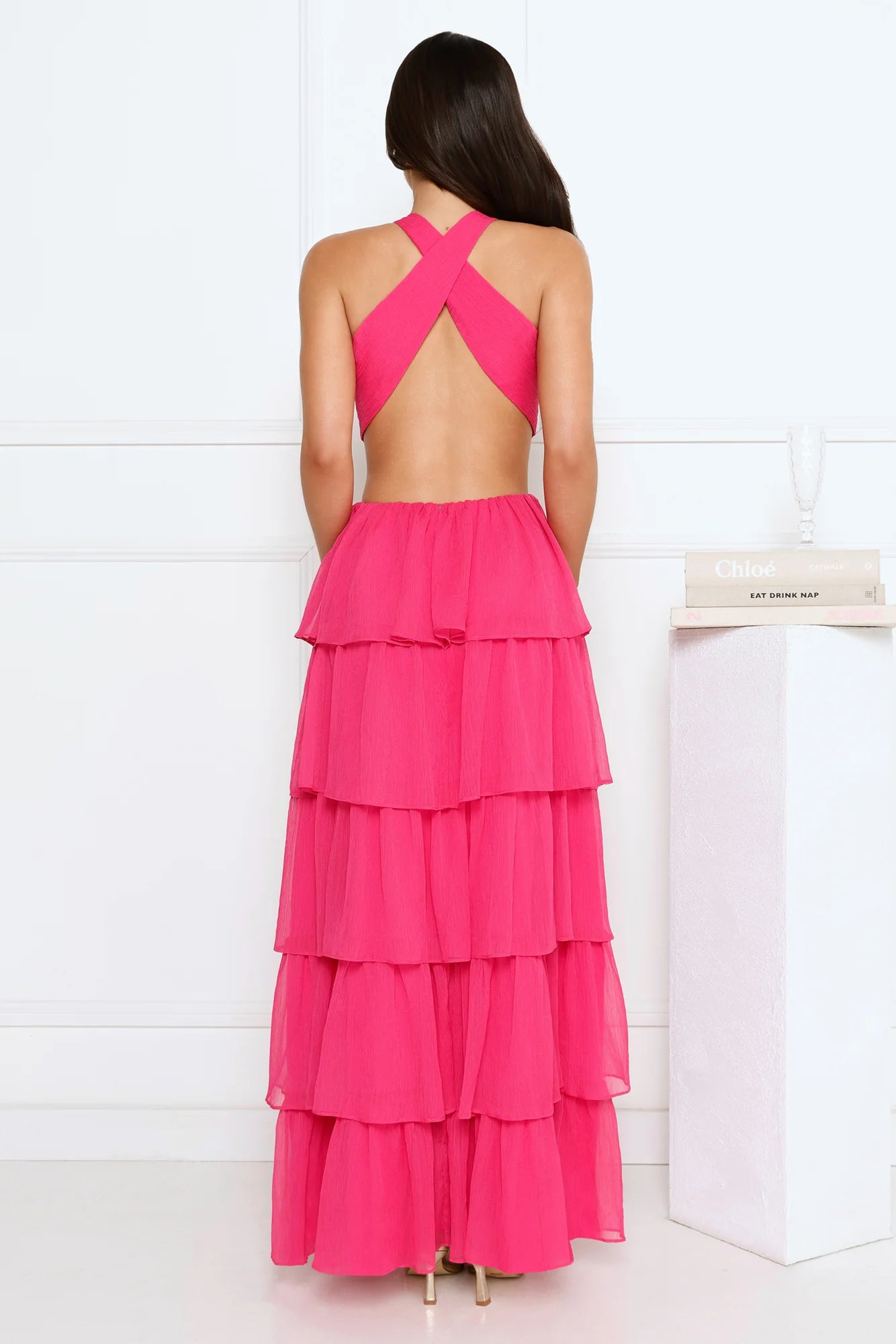 Cascading Romance Maxi Dress Pink