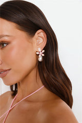 18k Gold Plated Daisy Diamond Flower Earrings Gold