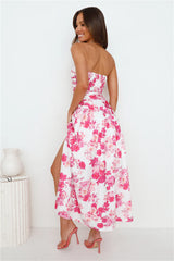 Wild Blooms Strapless Maxi Dress Pink