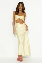 You're The VIP Satin Maxi Skirt Yellow