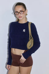 The Exclusive Cable Knit Rose Sweater Navy