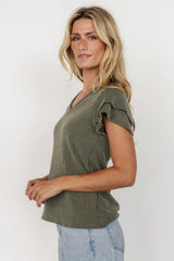 Lianna Ribbed Top | Olive