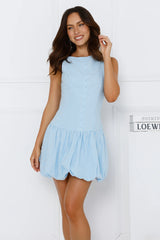 Dorothy Gingham Bubble Mini Dress Blue