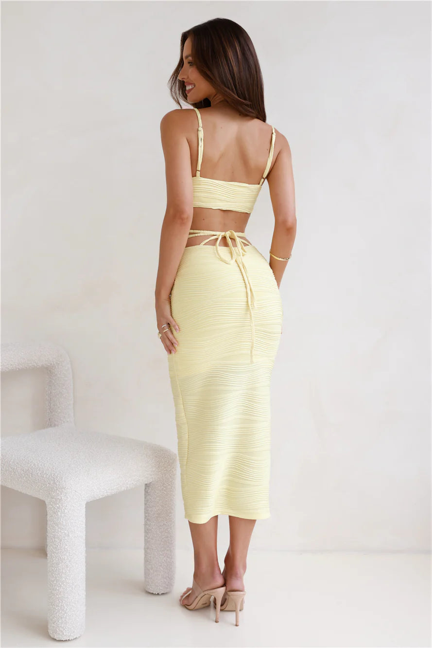 Expanding Horizons Midi Dress Lemon