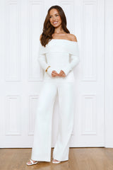 Dreamwave Off Shoulder Knit Top White