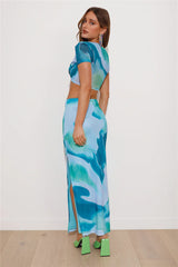 Festival Energy Mesh Maxi Skirt Blue